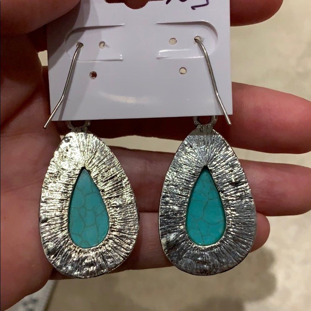 Turquoise dangle earrings - Picture 3 of 3